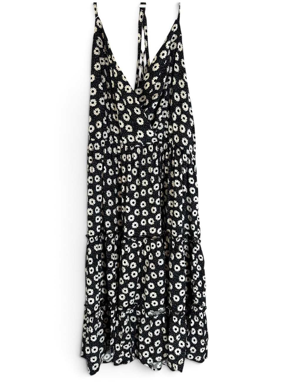 Maurices Black and White Daisy Tiered Maxi Dress M